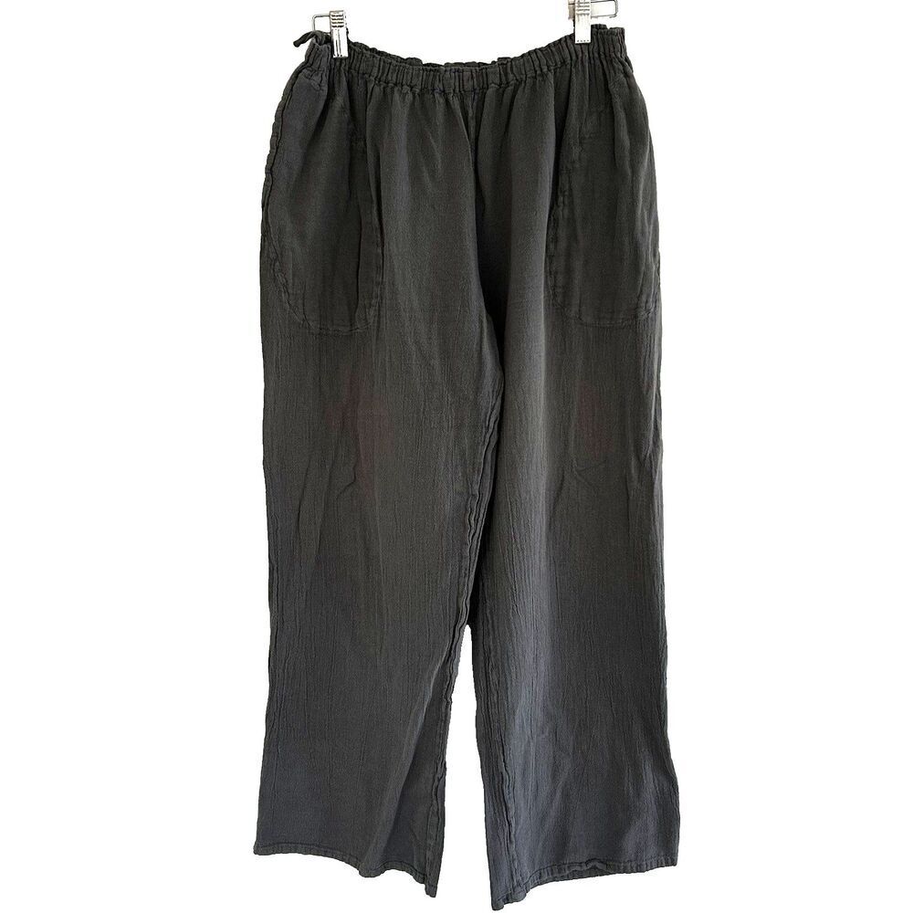 Oh My Gauze Pants Size Large XL 12 14 (20) Gray Pull On Cotton Pockets